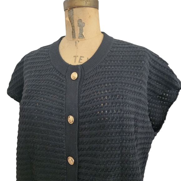 Anrabess Sleeveless Button Down Cardigan Sweater Vest Black M NWT - Picture 3 of 5